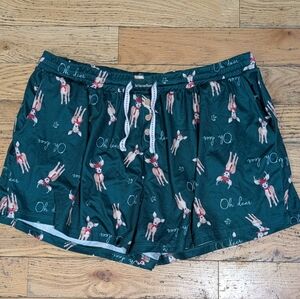 4/$20 EUC Green Deer Print Lounge Shorts Ladies XL *B10